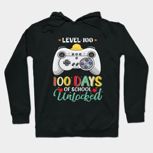 Happy 100 Days Of School level 100 unlocked gamer Kids Hoodie